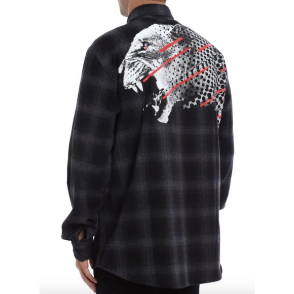 Marcelo Burlon County of Milan Other - MARCELO BURLON COUNTY OF MILAN Sham Panther Print Plaid Wool Blend Shirt Sz XXS